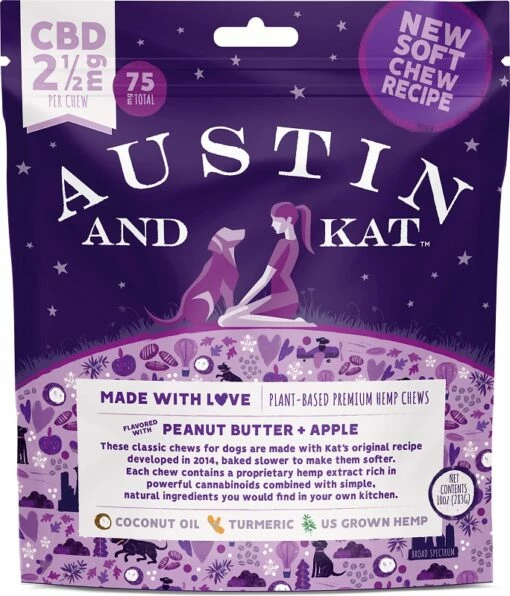 Austin And Kat Premium PB & Apple Chews, 10-mg, 30-count (Size: 10-mg, 30-count) 5 Austin And Kat Premium PB & Apple Chews, 10-mg, 30-count (Size: 10-mg, 30-count) -Pet Products Shop Austin and Kat CBD Chews 2.5mg