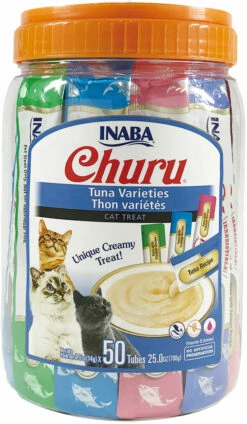 Inaba Churu Puree Tuna Varieties Tubes Cat Treats, 50-Pack