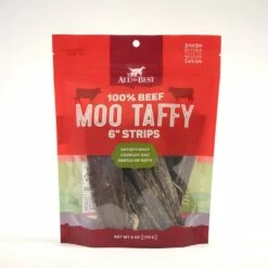 All The Best Moo Taffy Strips Dog Treats, 6-in, 6-oz Bag