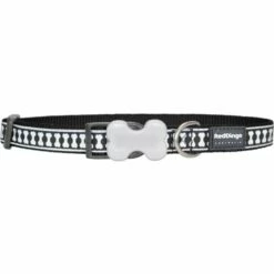 Red Dingo Reflective Bones Dog Collar, Black