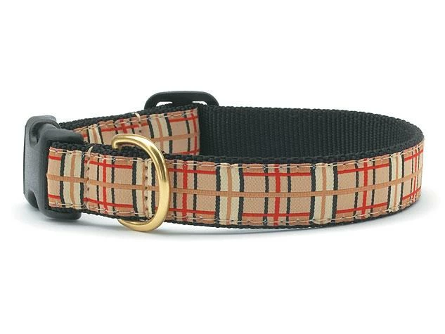 Up Country Dog Collar, Tan Plaid 1 Up Country Dog Collar, Tan Plaid