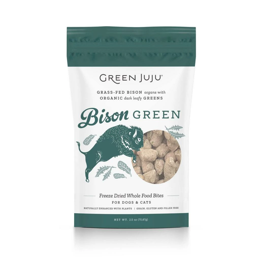 Green Juju Bison Green Freeze-Dried Whole Food Bites For Dogs & Cats 1 Green Juju Bison Green Freeze-Dried Whole Food Bites For Dogs & Cats