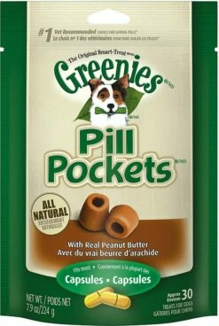 Greenies Pill Pockets Canine Capsules Real Peanut Butter Flavor Dog Treats