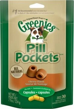 Greenies Pill Pockets Canine Capsules Cheese Flavor Dog Treats