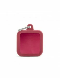 MyFamily Square Aluminum Rubber Pet ID Tag, Red