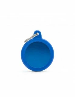 MyFamily Circle Aluminum Rubber Pet ID Tag, Blue