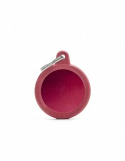 MyFamily Circle Aluminum Rubber Pet ID Tag, Red