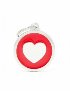 MyFamily Circle Heart Pet ID Tag, Red