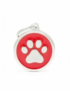 MyFamily Circle Paw Pet ID Tag, Red