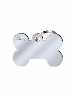 MyFamily Bone Chromed Brass Pet ID Tag