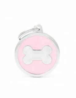 MyFamily Circle Bone Pet ID Tag, Pink