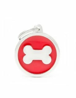 MyFamily Circle Bone Pet ID Tag, Red