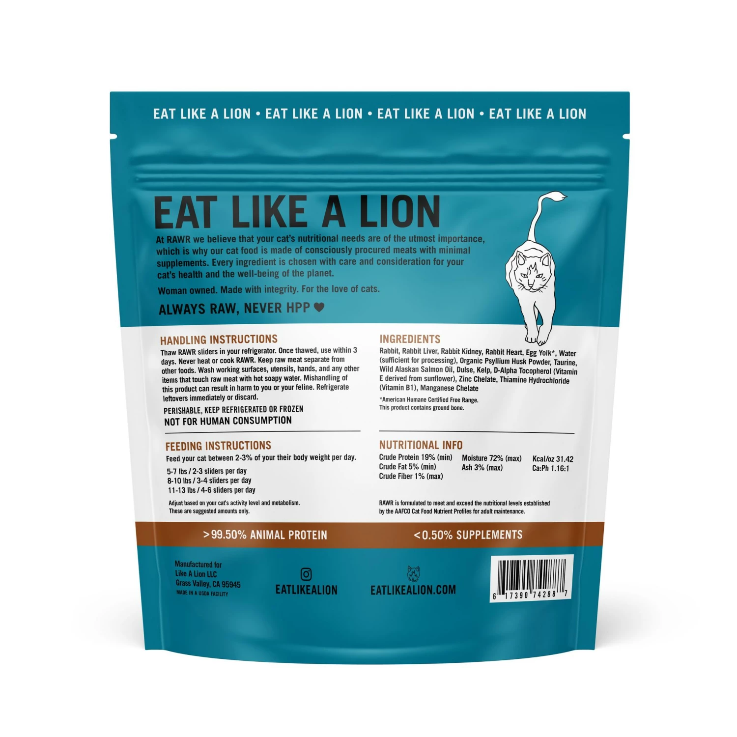 RAWR Rabbit Eats Sliders Raw Frozen Cat Food 2 RAWR Rabbit Eats Sliders Raw Frozen Cat Food - Image 2