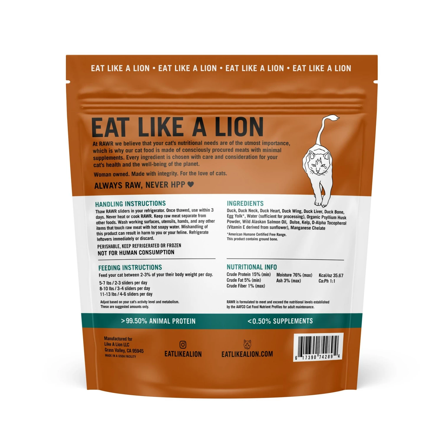 RAWR Duck Eats Sliders Raw Frozen Cat Food 2 RAWR Duck Eats Sliders Raw Frozen Cat Food - Image 2