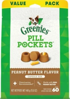 Greenies Pill Pockets Real Peanut Butter Flavor Capsule Size Dog Treats
