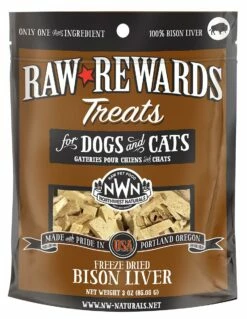 Northwest Naturals Raw Rewards Bison Liver Freeze Dried Dog & Cats Treats, 3-oz (Size: 3z)