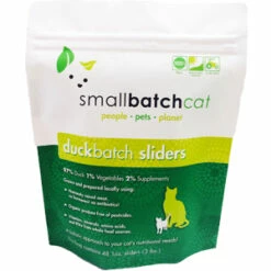Small Batch Cat Duck Batch Sliders Raw Frozen Cat Food, 3-lb (Size: 3lbs)