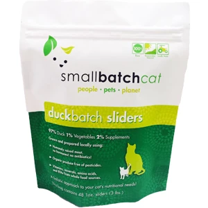Small Batch Cat Duck Batch Sliders Raw Frozen Cat Food, 3-lb (Size: 3lbs) 1 Small Batch Cat Duck Batch Sliders Raw Frozen Cat Food, 3-lb (Size: 3lbs)