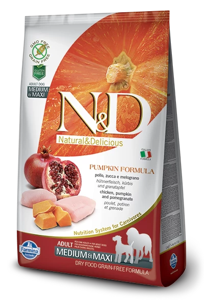 Farmina N&D Pumpkin Chicken & Pomegranate Adult Medium & Maxi Dog Dry Food 1 Farmina N&D Pumpkin Chicken & Pomegranate Adult Medium & Maxi Dog Dry Food