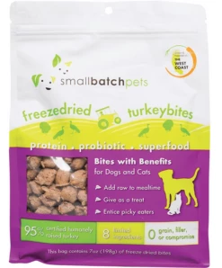 Small Batch Freeze-Dried Turkey Bites For Dogs & Cats, 7-oz (Size: 7-oz)