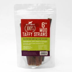 All The Best Moo Taffy Straws Dog Treats, 6-in, 6-oz Bag